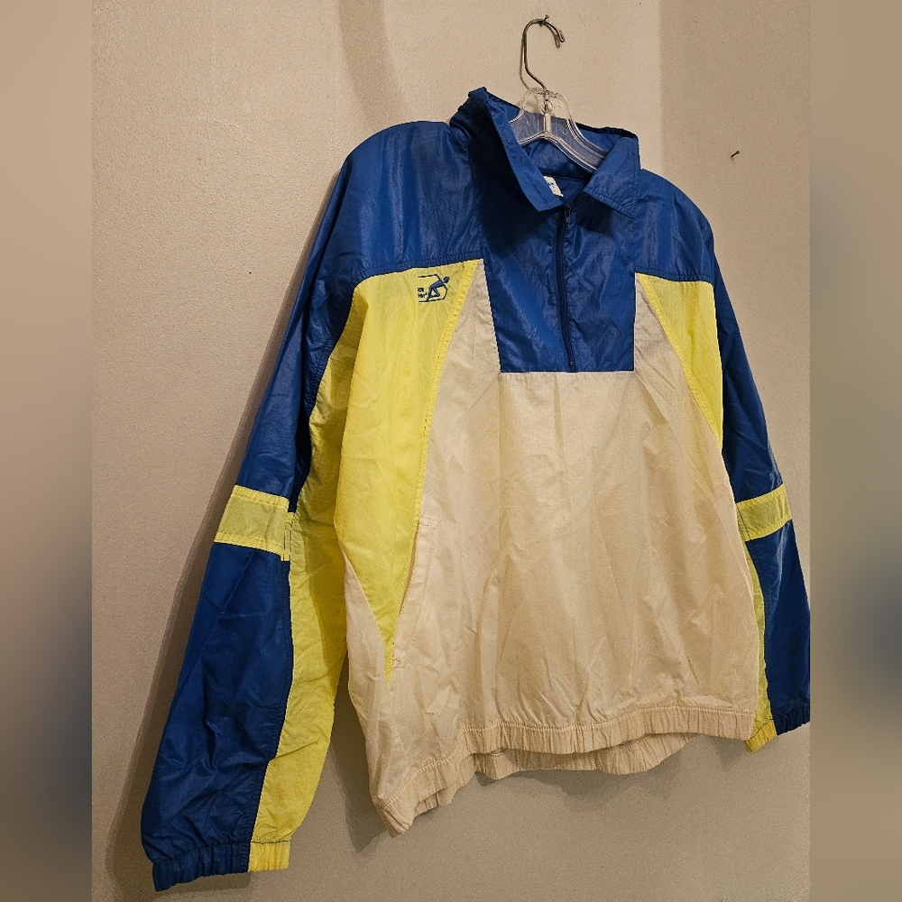 Vintage Blue Yellow White Windbreaker Jacket - Picture 3 of 6